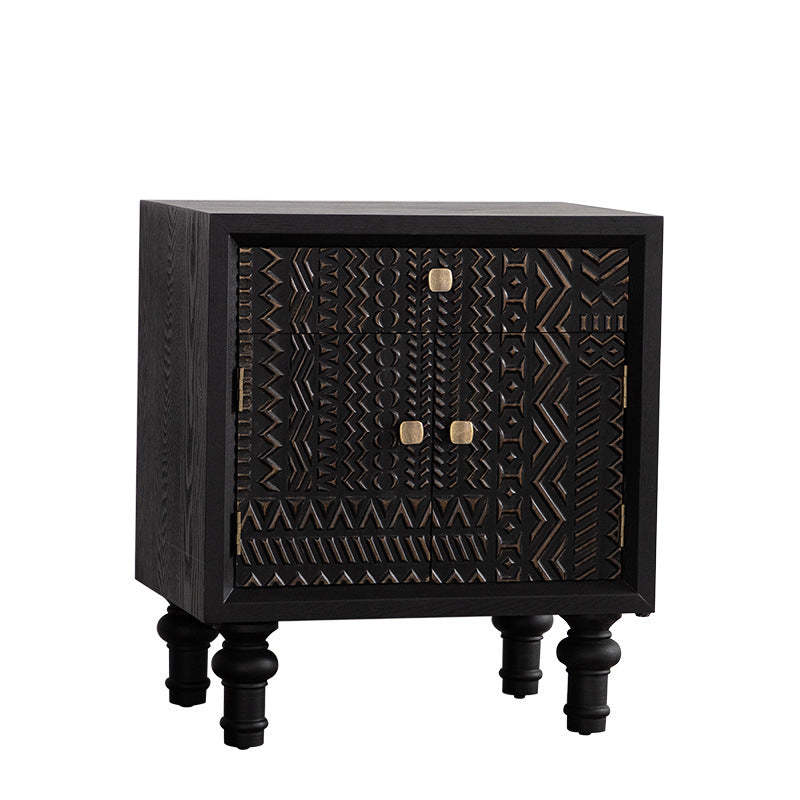 Retro Wood Metal 1-Cabinet Table