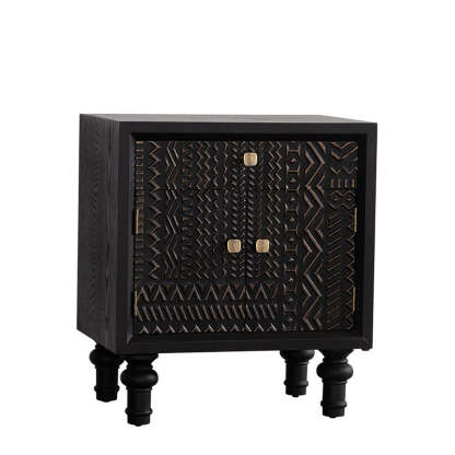 Retro Wood Metal 1-Cabinet Table
