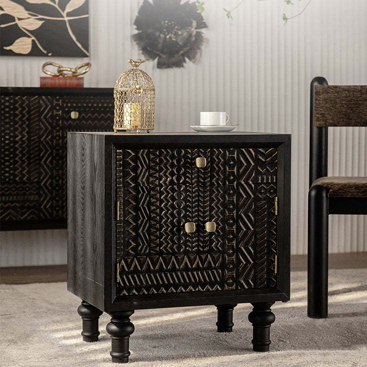 Retro Wood Metal 1-Cabinet Table