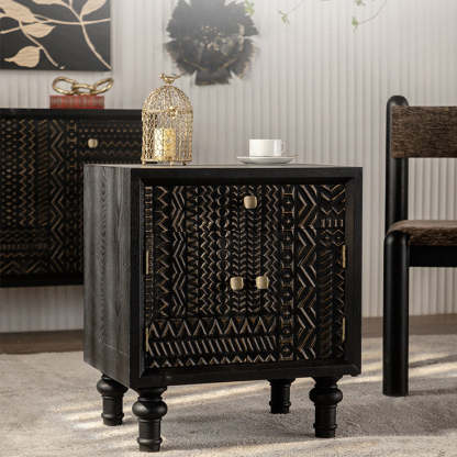 Retro Wood Metal 1-Cabinet Table