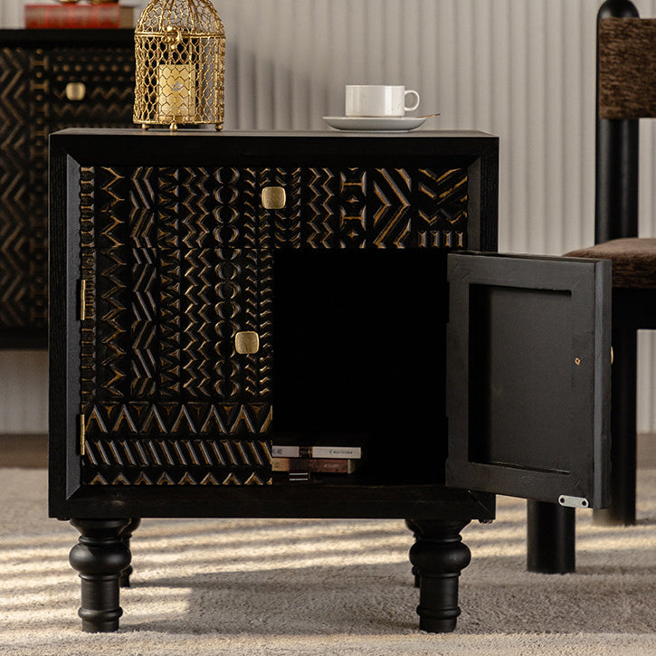 Retro Wood Metal 1-Cabinet Table