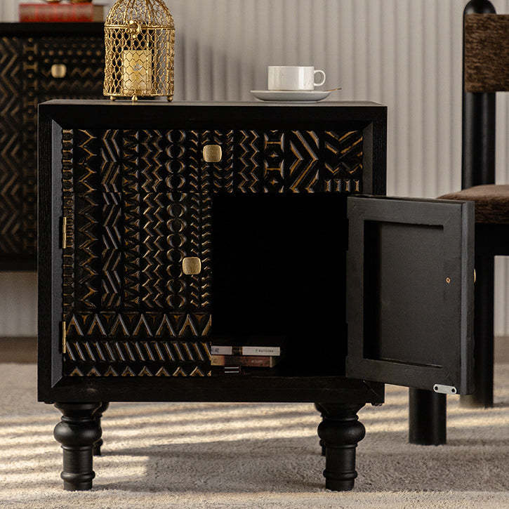 Retro Wood Metal 1-Cabinet Table