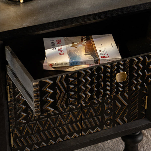 Retro Wood Metal 1-Cabinet Table