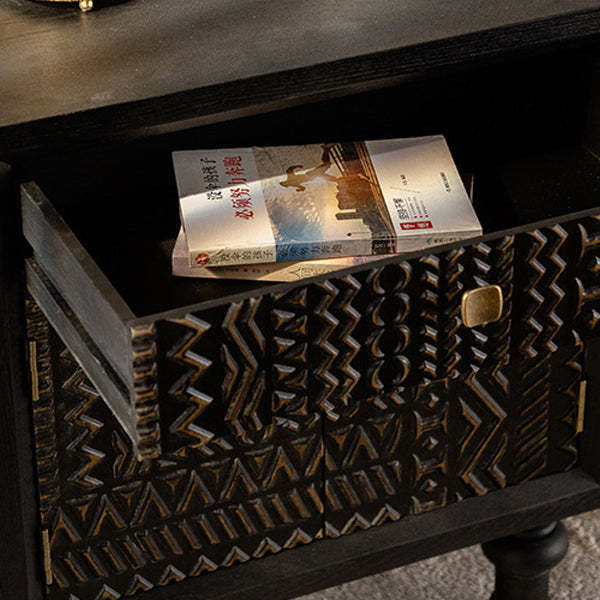 Retro Wood Metal 1-Cabinet Table