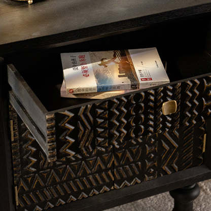 Retro Wood Metal 1-Cabinet Table