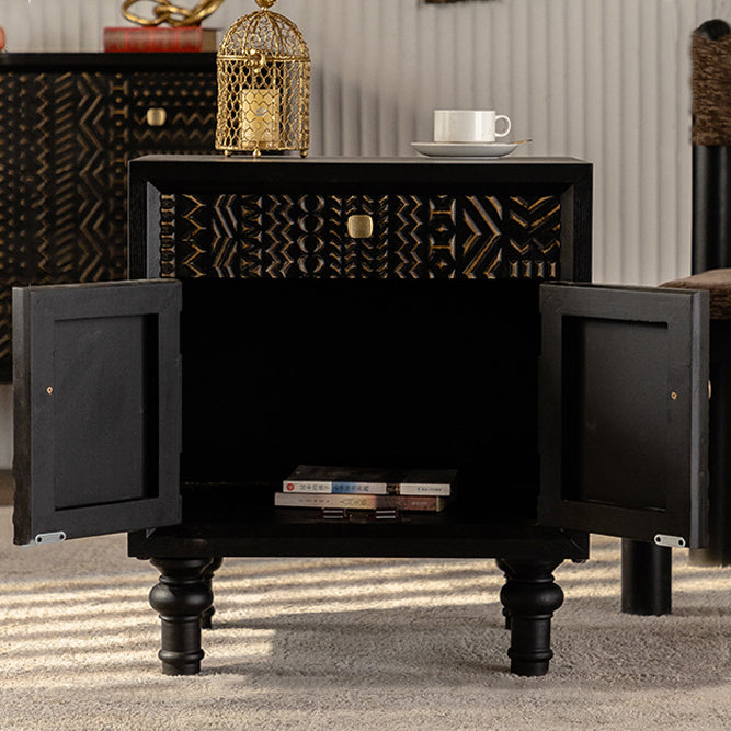 Retro Wood Metal 1-Cabinet Table