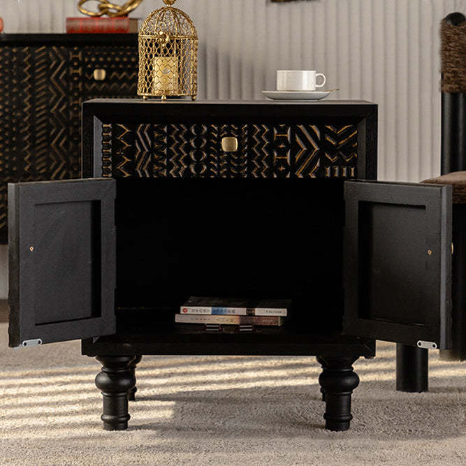 Retro Wood Metal 1-Cabinet Table
