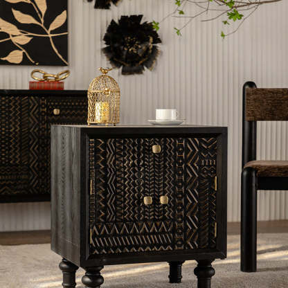 Retro Wood Metal 1-Cabinet Table