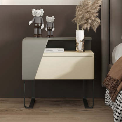 Eclectic Wood Steel 1-Drawer Table — B