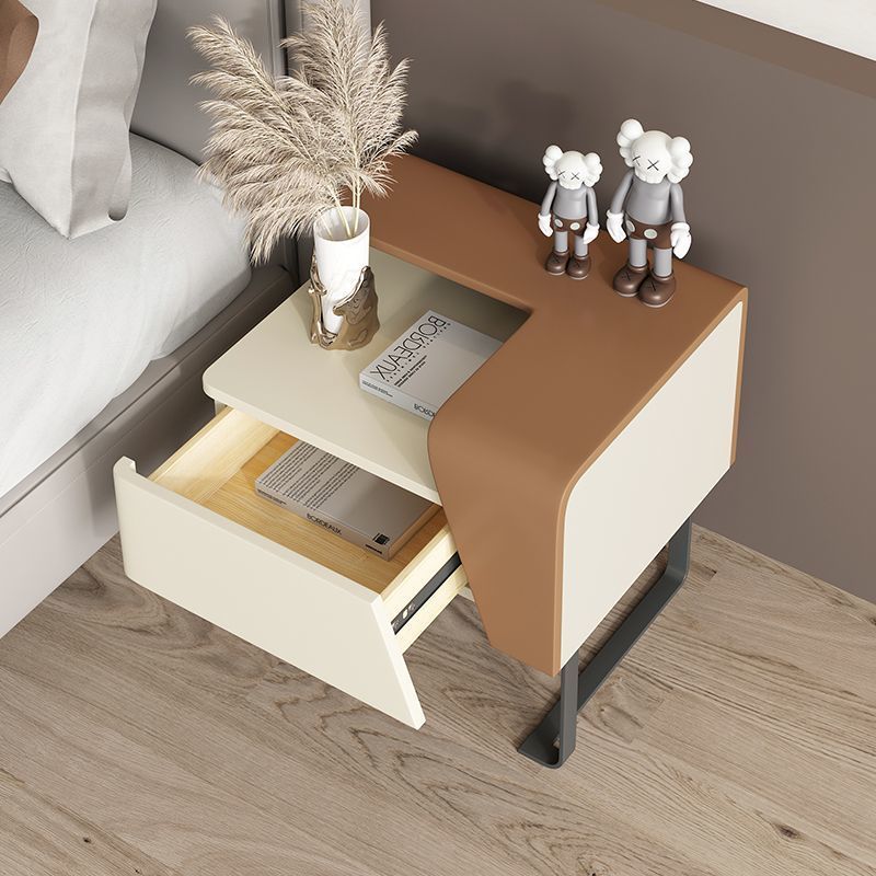 Eclectic Wood Steel 1-Drawer Table