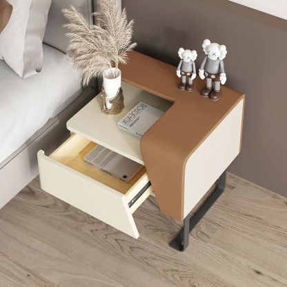 Eclectic Wood Steel 1-Drawer Table