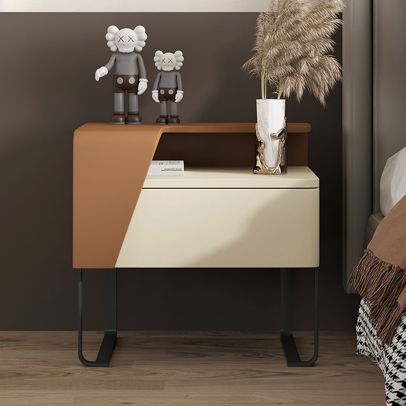 Eclectic Wood Steel 1-Drawer Table