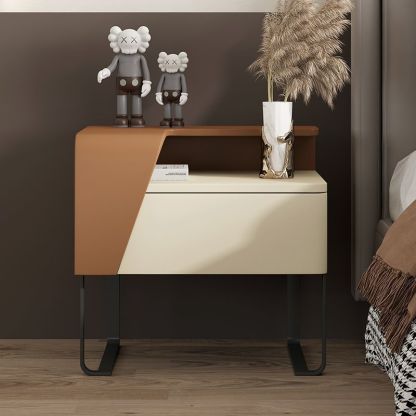 Eclectic Wood Steel 1-Drawer Table