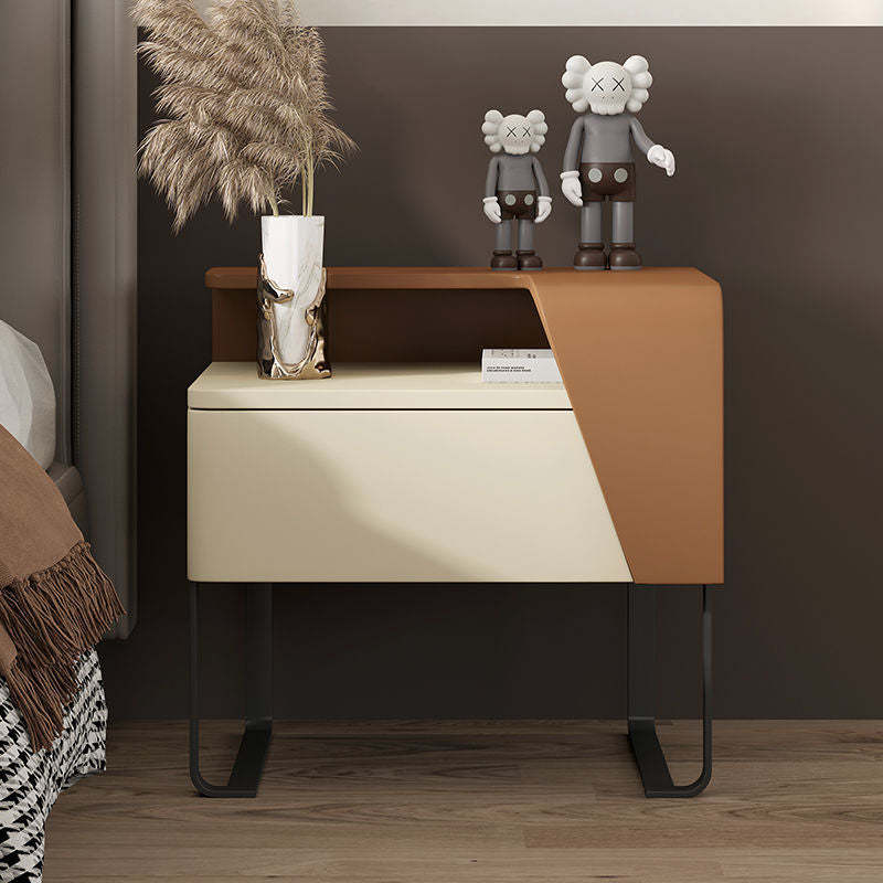 Eclectic Wood Steel 1-Drawer Table