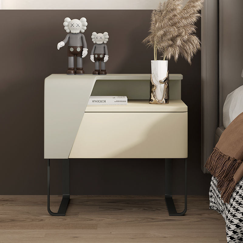 Eclectic Wood Steel 1-Drawer Table