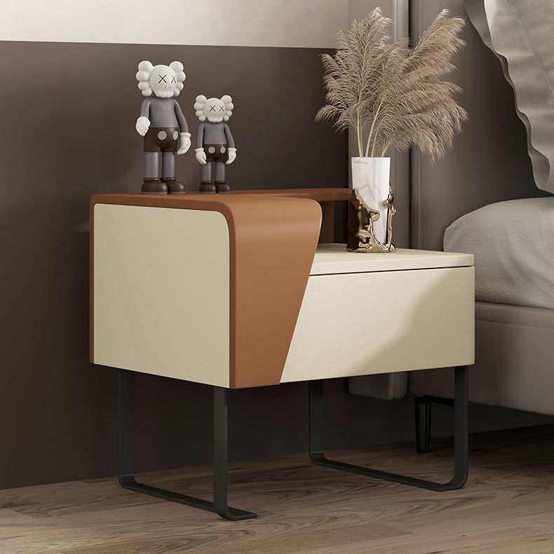 Eclectic Wood Steel 1-Drawer Table — D