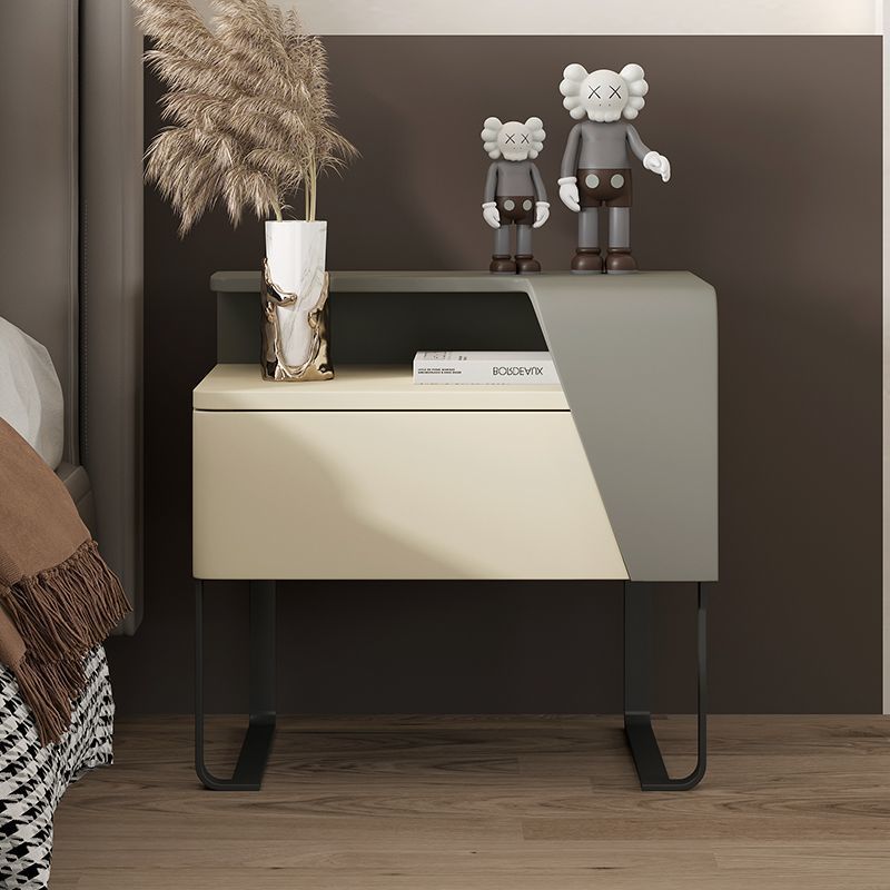 Eclectic Wood Steel 1-Drawer Table