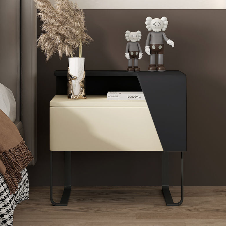 Eclectic Wood Steel 1-Drawer Table