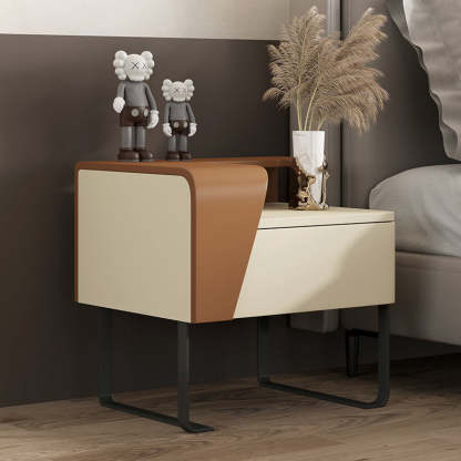 Eclectic Wood Steel 1-Drawer Table — D