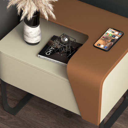 Eclectic Wood Steel 1-Drawer Table — G