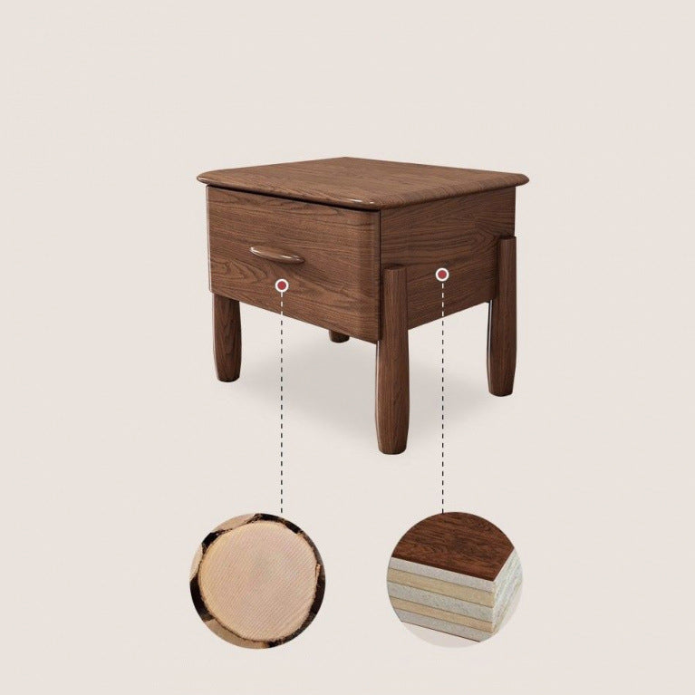 Mid-Century Ash Wood Nightstand 1-Drawer