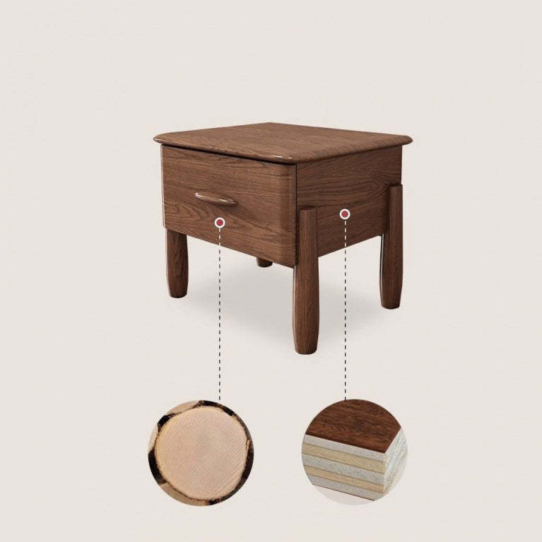 Mid-Century Ash Wood Nightstand 1-Drawer