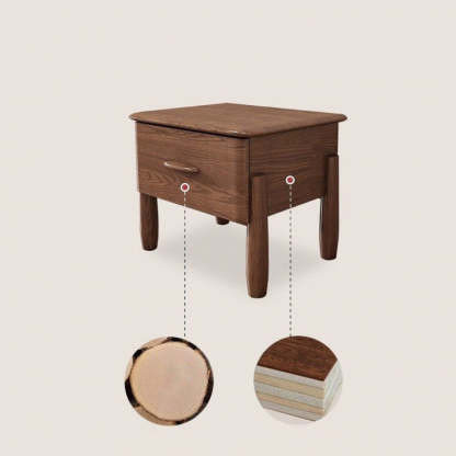 Mid-Century Ash Wood Nightstand 1-Drawer