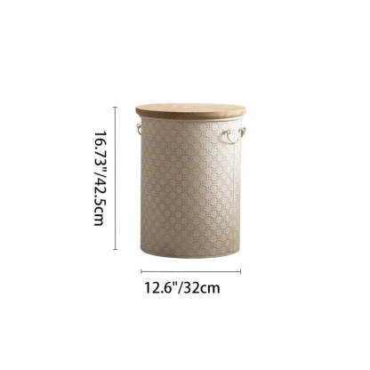 French Cylinder Iron Wood Side Table 1-Storage