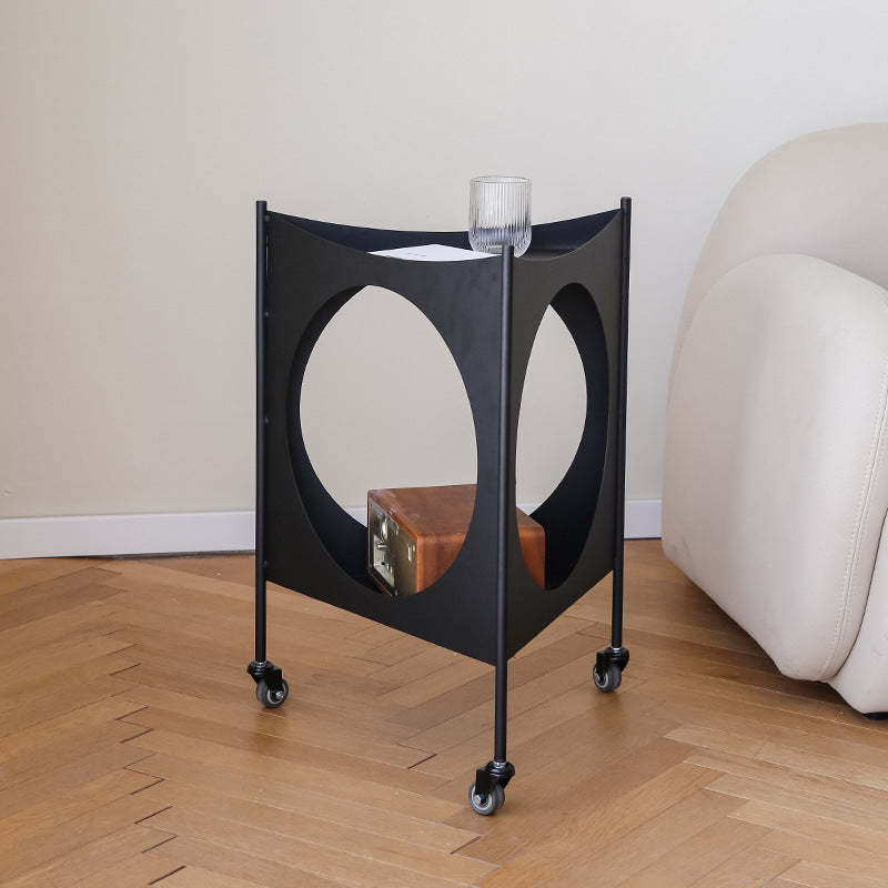 Mid-Century Triangle Iron Side Table 2-Tier