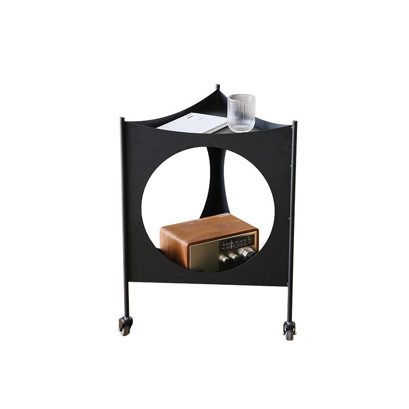 Mid-Century Triangle Iron Side Table 2-Tier