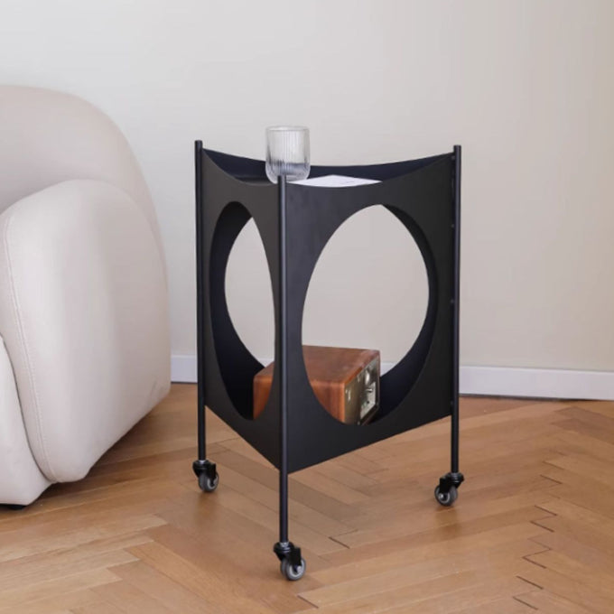 Mid-Century Triangle Iron Side Table 2-Tier — Black