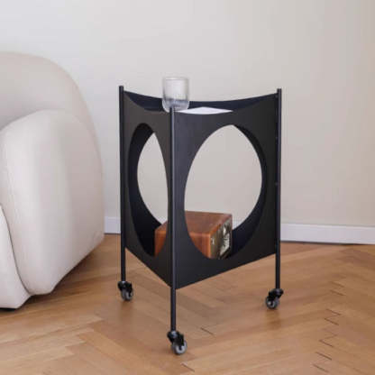 Mid-Century Triangle Iron Side Table 2-Tier — Black