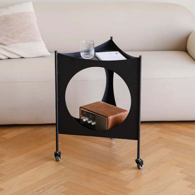 Mid-Century Triangle Iron Side Table 2-Tier