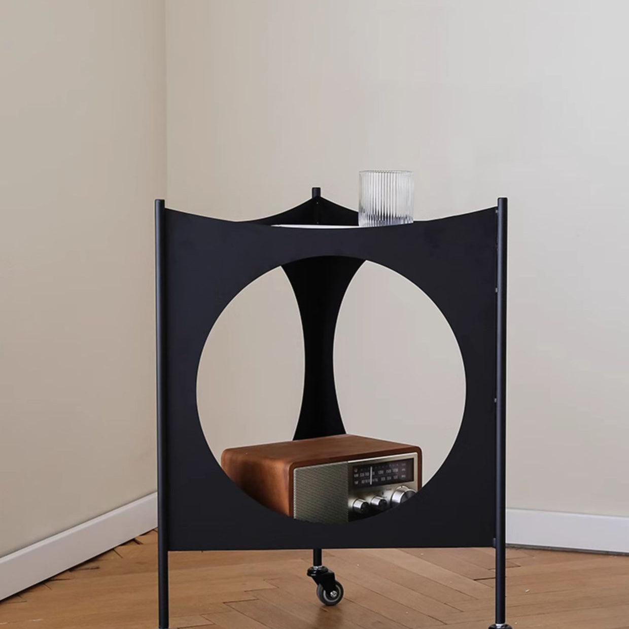 Mid-Century Triangle Iron Side Table 2-Tier