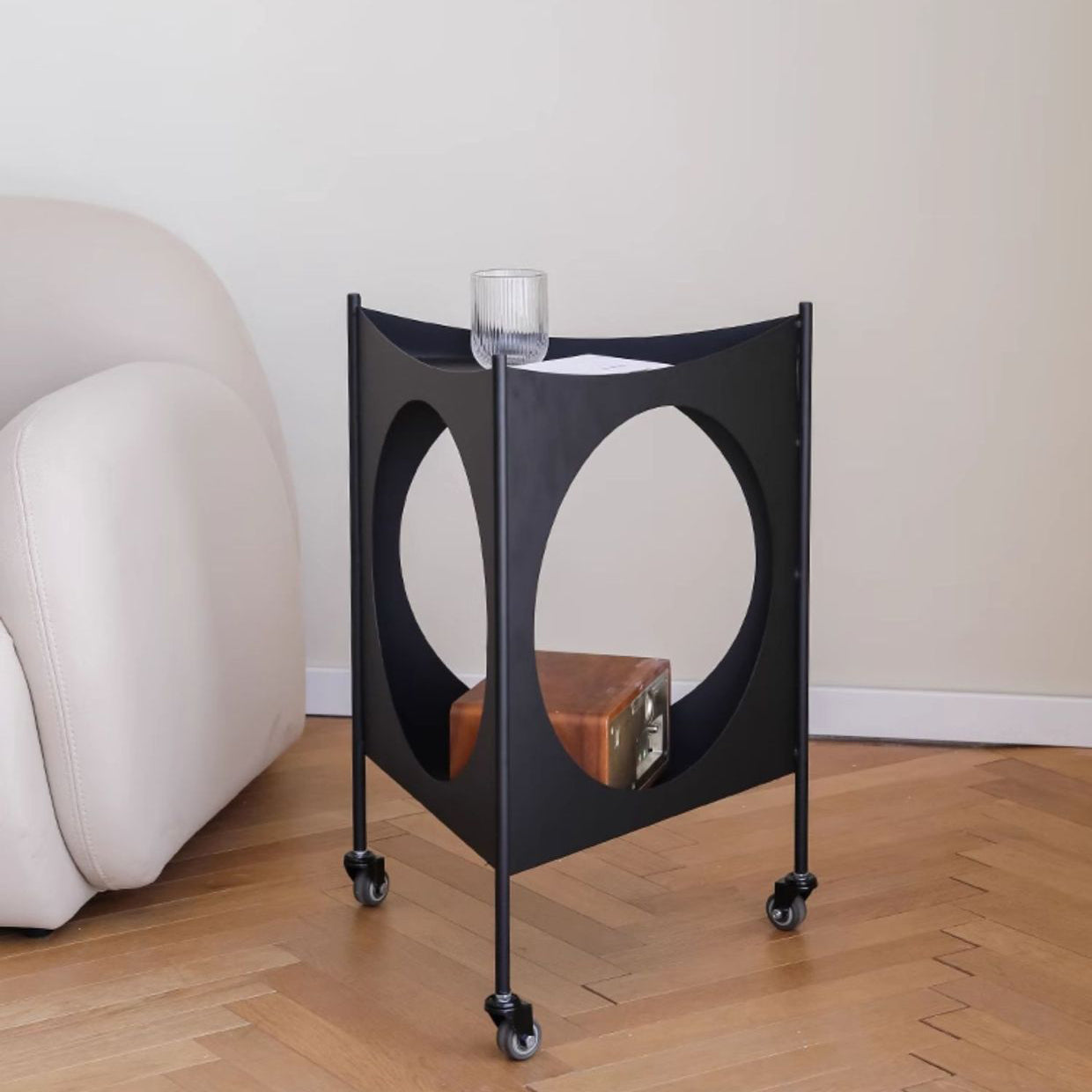 Mid-Century Triangle Iron Side Table 2-Tier