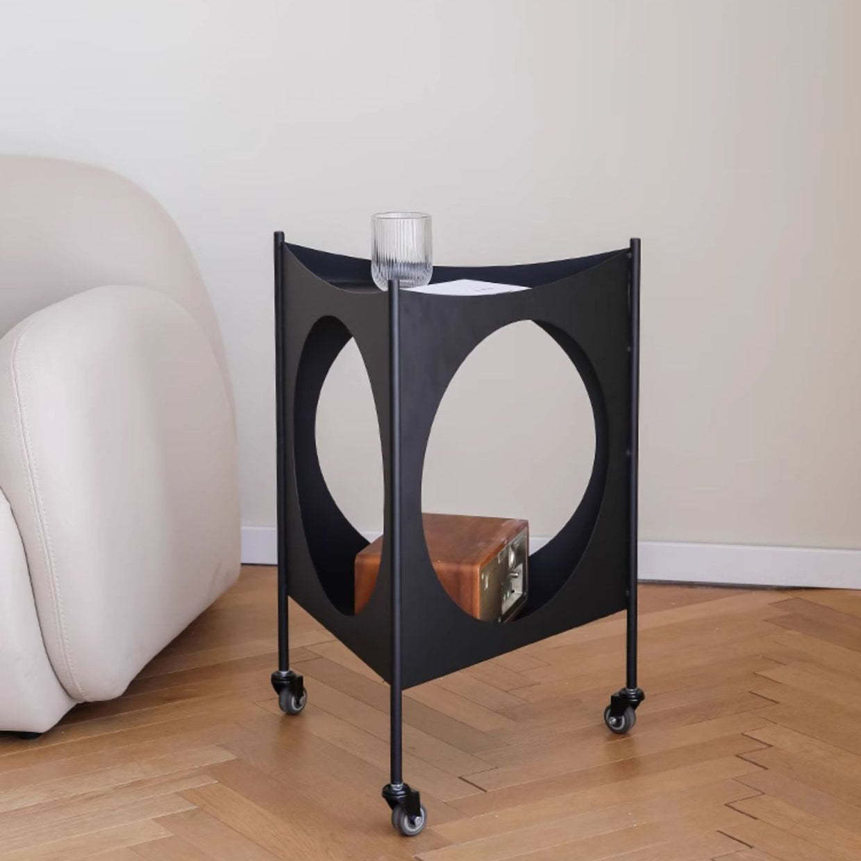 Mid-Century Triangle Iron Side Table 2-Tier