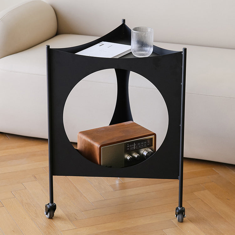 Mid-Century Triangle Iron Side Table 2-Tier