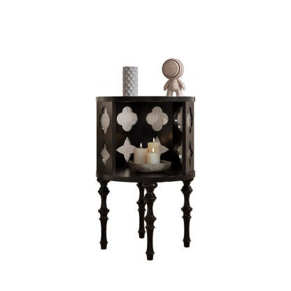 Mid-Century Glass Wood Side Table 1-Cabinet