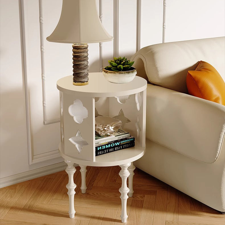 Mid-Century Glass Wood Side Table 1-Cabinet