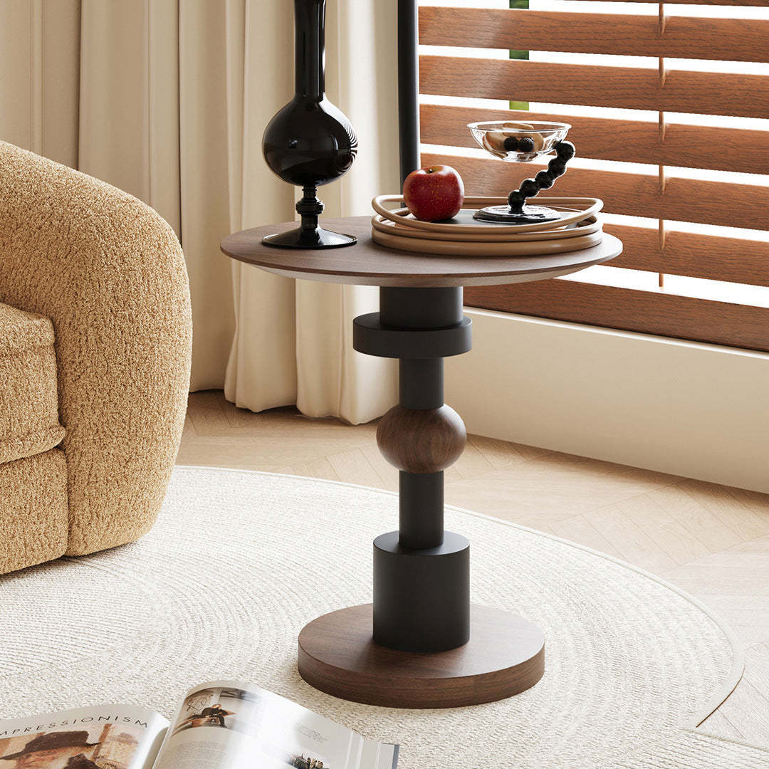 Mid-Century Walnut Wood Side Table