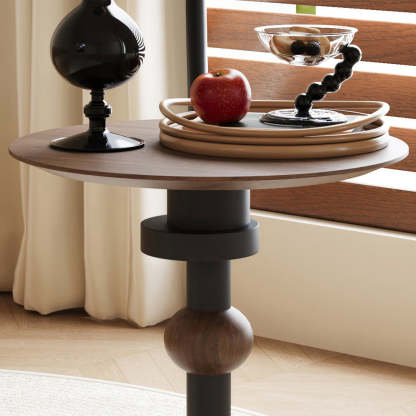 Mid-Century Walnut Wood Side Table
