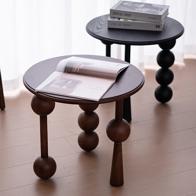 Mid-Century Ash Wood 3-Leg End Table