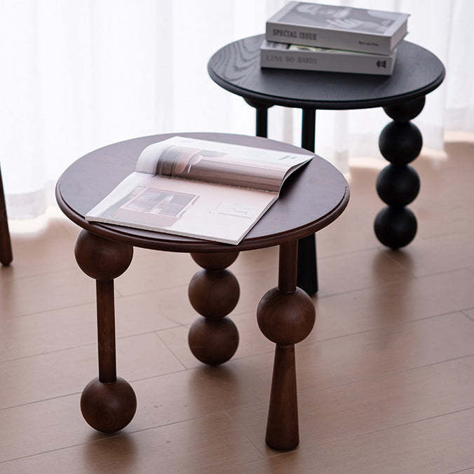 Mid-Century Ash Wood 3-Leg End Table