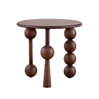 Mid-Century Ash Wood 3-Leg End Table