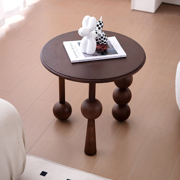 Mid-Century Ash Wood 3-Leg End Table