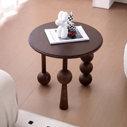 Mid-Century Ash Wood 3-Leg End Table