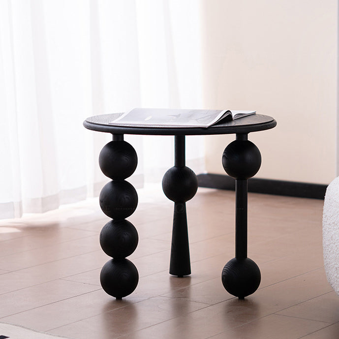 Mid-Century Ash Wood 3-Leg End Table