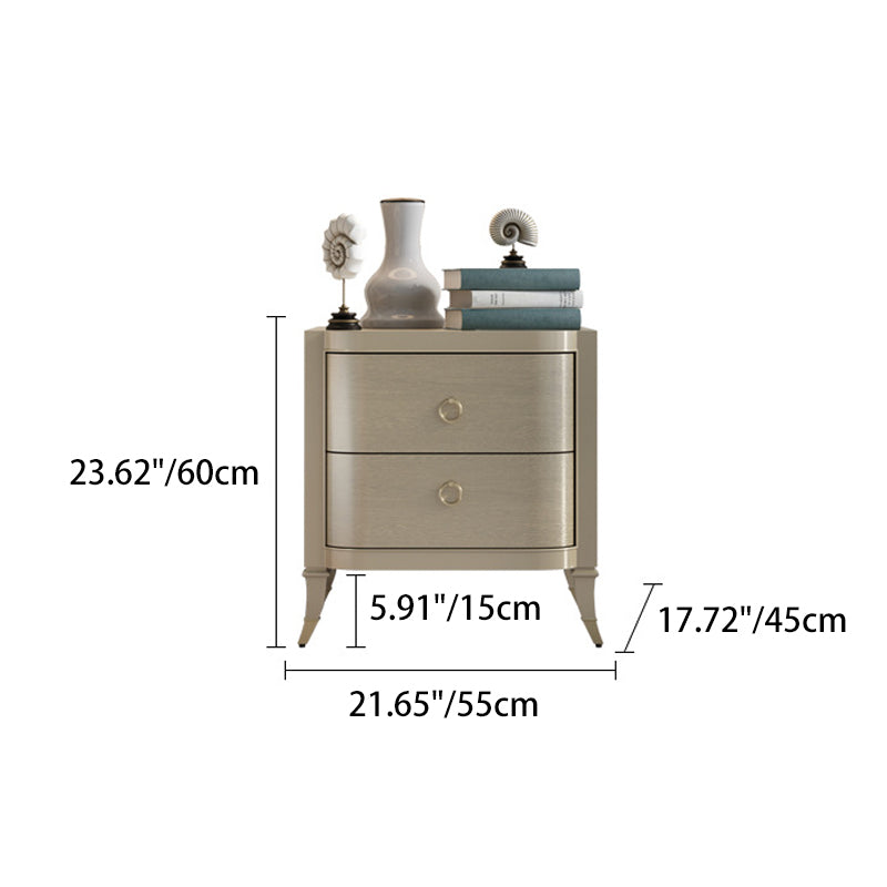 Boho Solid Wood Copper 2-Drawer Rectangular Nightstand