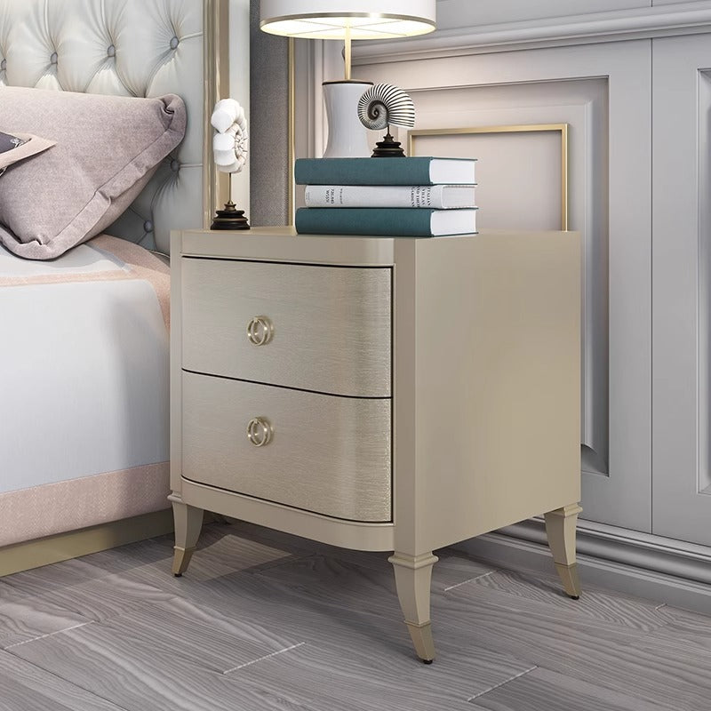 Boho Solid Wood Copper 2-Drawer Rectangular Nightstand