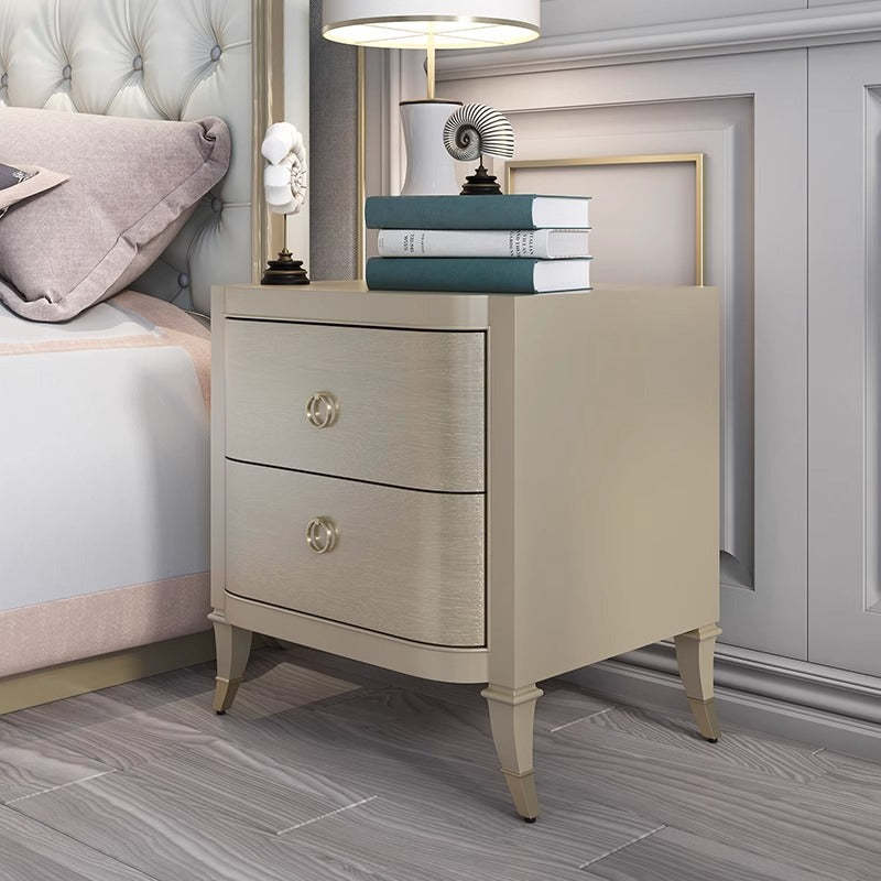 Boho Solid Wood Copper 2-Drawer Rectangular Nightstand